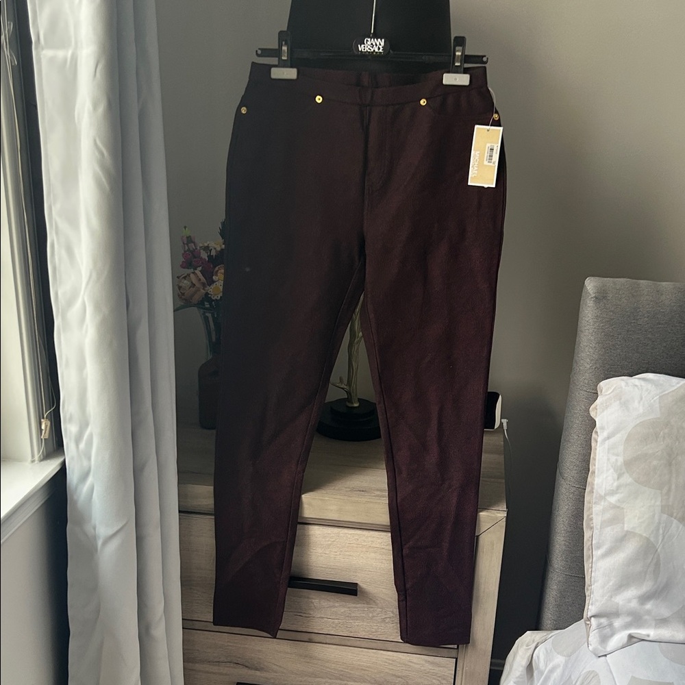 Michael Kors Burgundy Straight Leg Pants